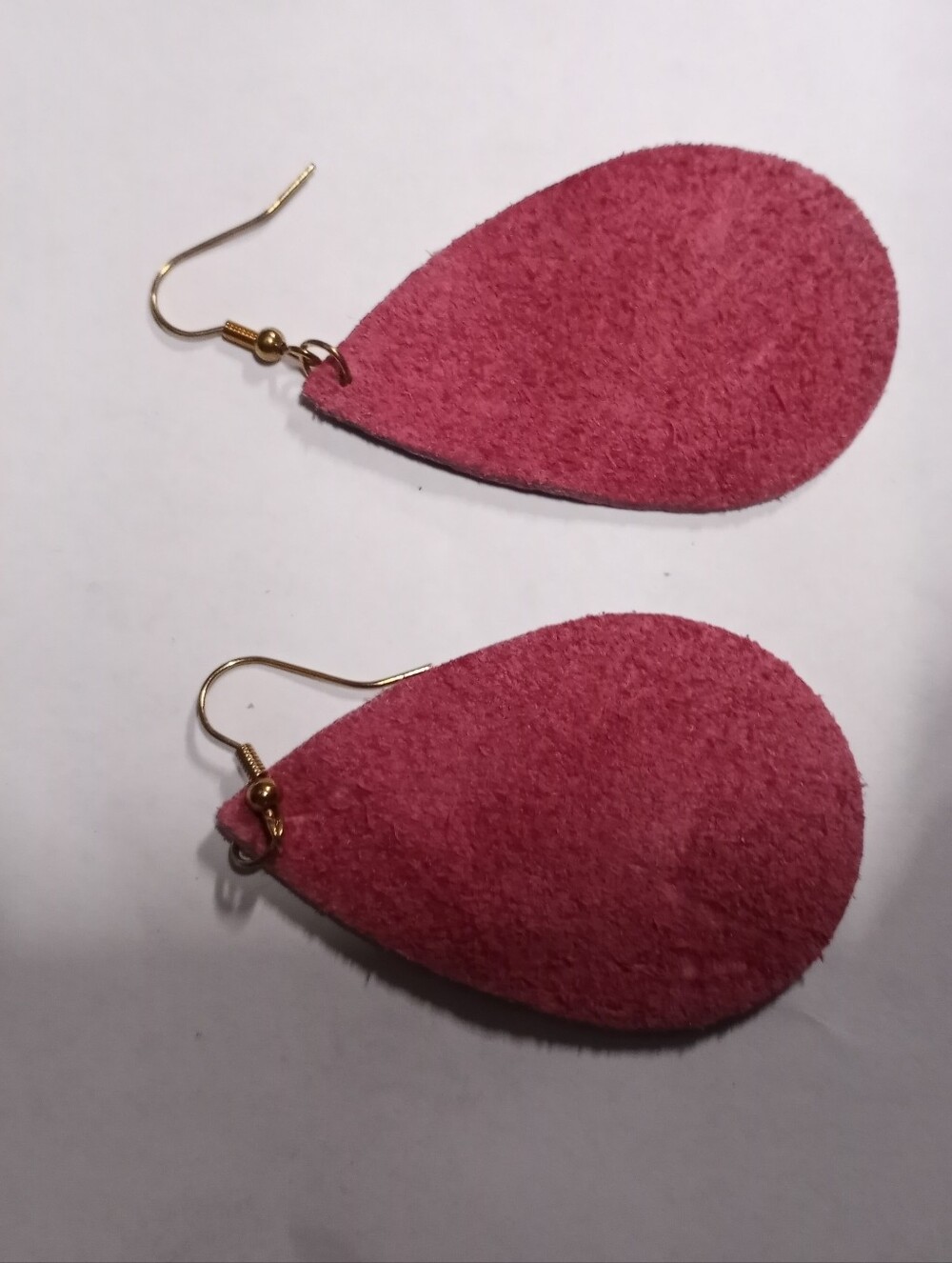 Classic Pink And Purple Reversible  Teardrop Suede Drop Earrings